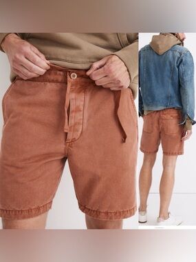 Madewell 7 1/2" Easy Drawstring Chino Shorts in Warm Umber size 31